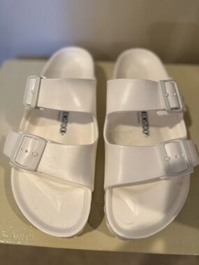 Birkenstock White EVA Double-Buckle Slide Sandals Size 8